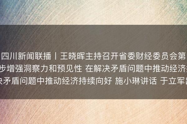 四川新闻联播丨王晓晖主持召开省委财经委员会第十二次会议强调 进一步增强洞察力和预见性 在解决矛盾问题中推动经济持续向好 施小琳讲话 于立军出席