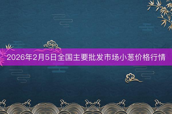 2026年2月5日全国主要批发市场小葱价格行情