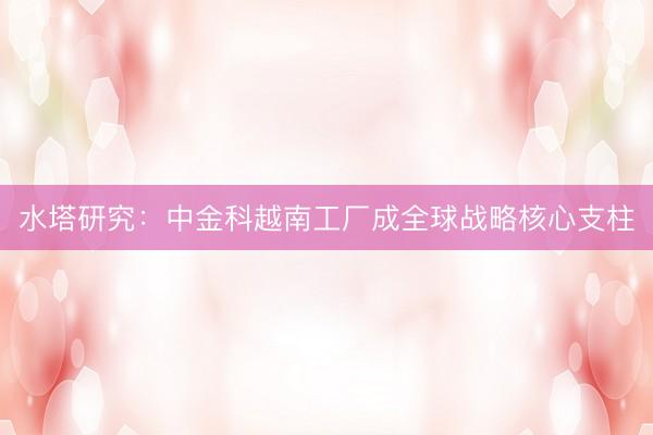 水塔研究：中金科越南工厂成全球战略核心支柱