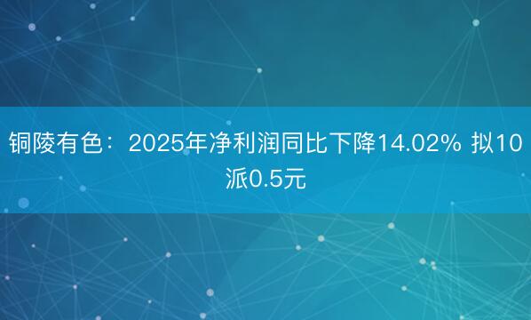 铜陵有色：2025年净利润同比下降14.02% 拟10派0.5元