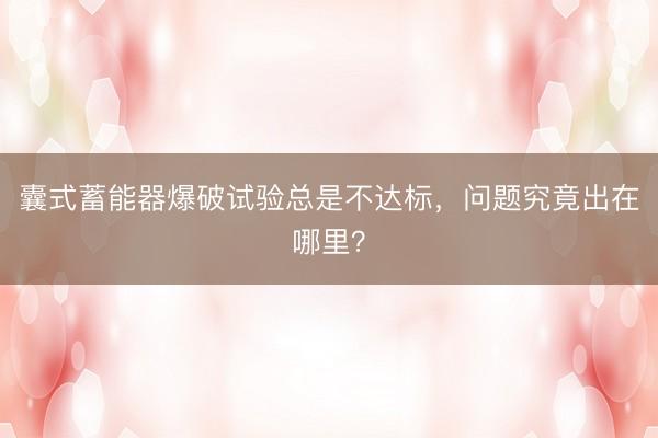 囊式蓄能器爆破试验总是不达标，问题究竟出在哪里？