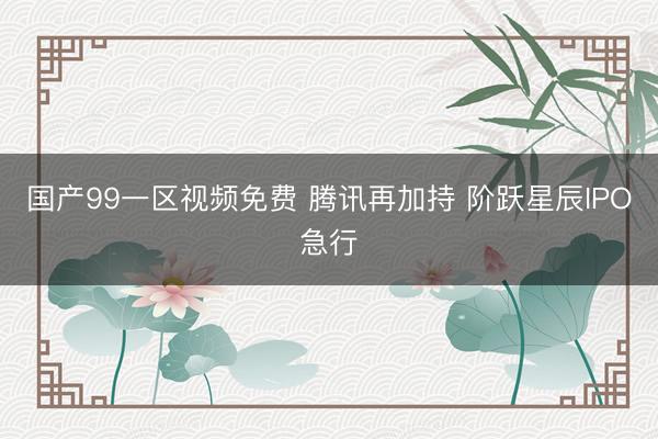 国产99一区视频免费 腾讯再加持 阶跃星辰IPO急行