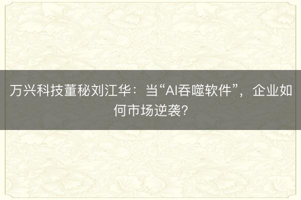 万兴科技董秘刘江华:当“AI吞噬软件”,企业如何市场逆袭?