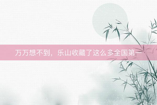 万万想不到，乐山收藏了这么多全国第一