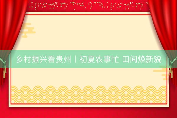 乡村振兴看贵州丨初夏农事忙 田间焕新貌