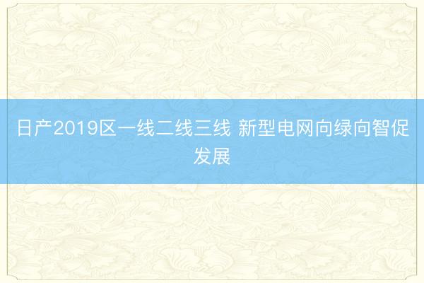 日产2019区一线二线三线 新型电网向绿向智促发展