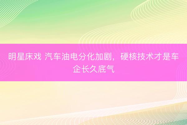 明星床戏 汽车油电分化加剧，硬核技术才是车企长久底气