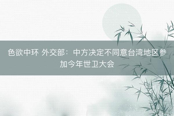 色欲中环 外交部：中方决定不同意台湾地区参加今年世卫大会