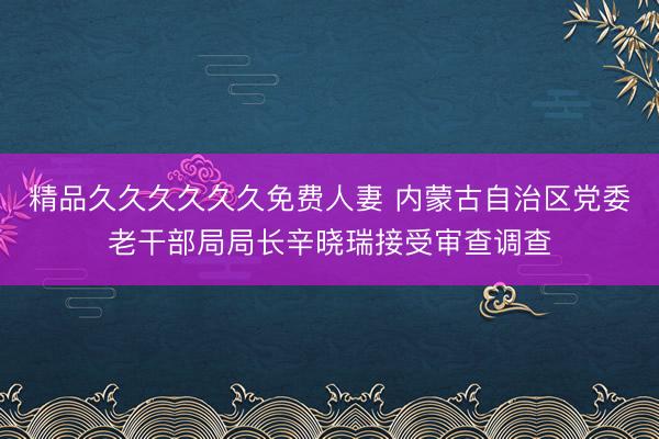 精品久久久久久久免费人妻 内蒙古自治区党委老干部局局长辛晓瑞接受审查调查