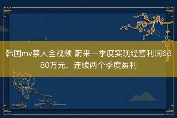 韩国mv禁大全视频 蔚来一季度实现经营利润6680万元，连续两个季度盈利