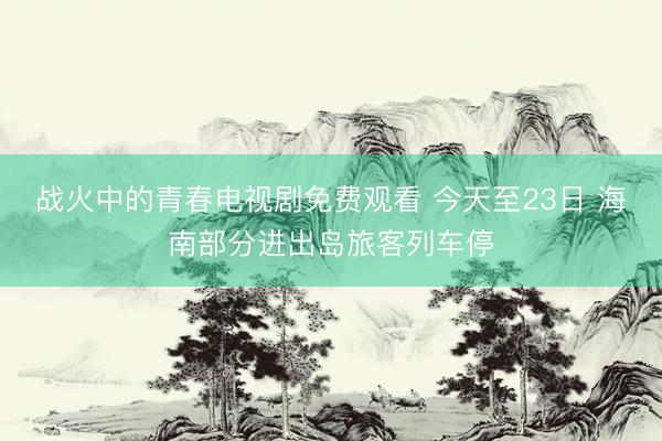 战火中的青春电视剧免费观看 今天至23日 海南部分进出岛旅客列车停