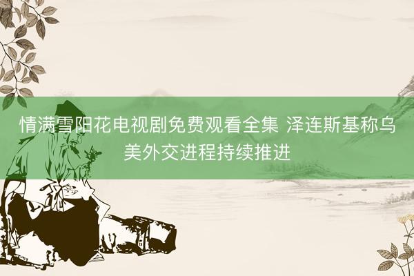 情满雪阳花电视剧免费观看全集 泽连斯基称乌美外交进程持续推进