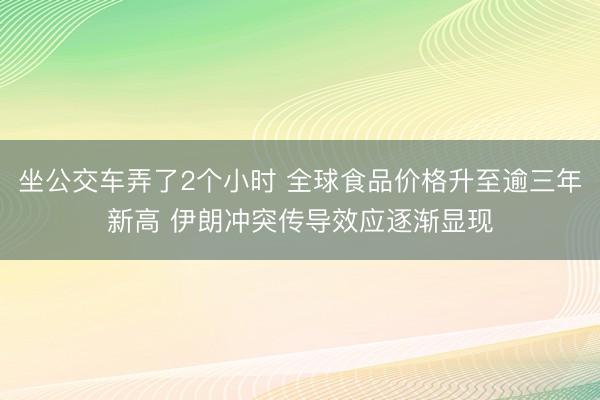 坐公交车弄了2个小时 全球食品价格升至逾三年新高 伊朗冲突传导效应逐渐显现