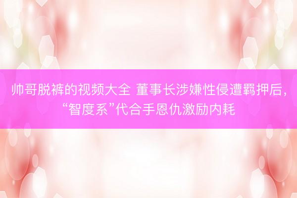 帅哥脱裤的视频大全 董事长涉嫌性侵遭羁押后，“智度系”代合手恩仇激励内耗