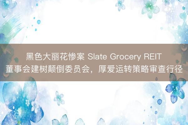 黑色大丽花惨案 Slate Grocery REIT董事会建树颠倒委员会，厚爱运转策略审查行径