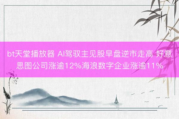 bt天堂播放器 AI驾驭主见股早盘逆市走高 好意思图公司涨逾12%海浪数字企业涨逾11%