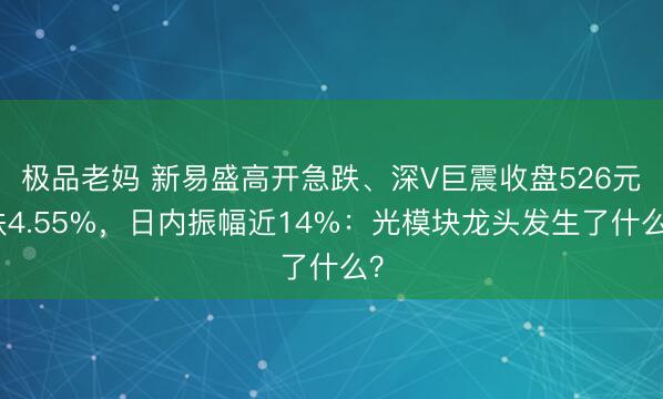 极品老妈 新易盛高开急跌、深V巨震收盘526元跌4.55%,日内振幅近14%:光模块龙头发生了什么?