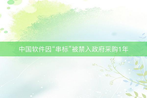 中国软件因“串标”被禁入政府采购1年