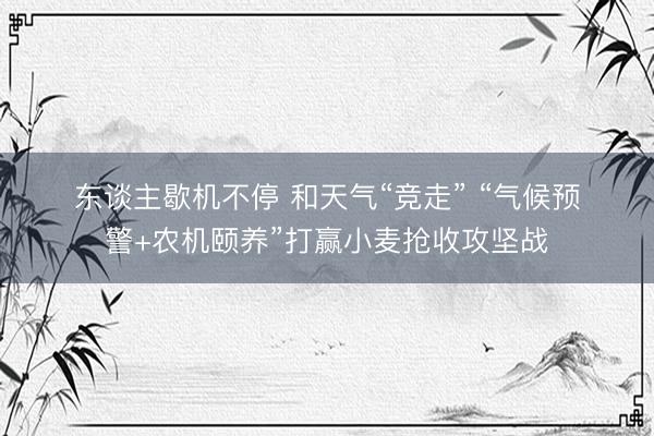 东谈主歇机不停 和天气“竞走” “气候预警+农机颐养”打赢小麦抢收攻坚战